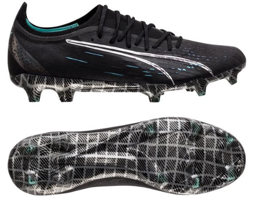 PUMA Ultra Ultimate FG/AG Eclipse – Schwarz/Weiß/Türkis